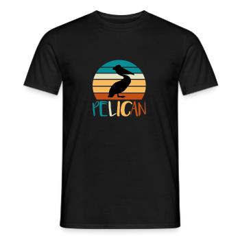 Pélican au lever du soleil - T-shirt homme - noir - Devant - AI Model Male 178 light (178cm)