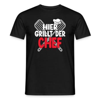 Hier Grillt Der Chef - Männer T-Shirt - Schwarz - Vorne - AI Model Male 178 light (178cm)