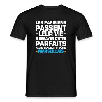Marseille Paris Rivalité Marseillais Parisien - T-shirt homme - noir - Devant - AI Model Male 178 light (178cm)