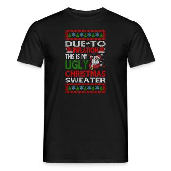 En raison de l’inflation - Noël moche - T-shirt homme - noir - Devant - AI Model Male 178 light (178cm)