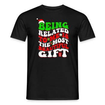 Being Related To Me – Lustiger Weihnachtsspruch - Männer T-Shirt - Schwarz - Vorne - AI Model Male 178 light (178cm)