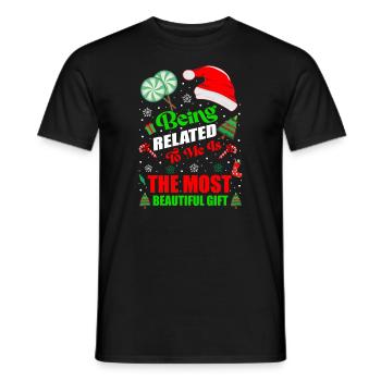 Being Related To Me – Lustiger Weihnachtsspruch - Männer T-Shirt - Schwarz - Vorne - AI Model Male 178 light (178cm)