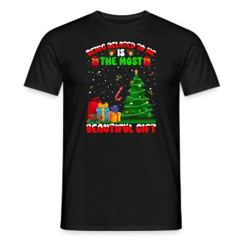Being Related To Me – Lustiger Weihnachtsspruch - Männer T-Shirt - Schwarz - Vorne - AI Model Male 178 light (178cm)