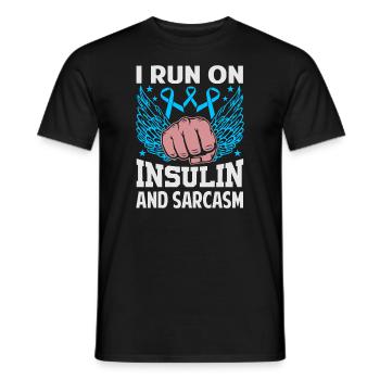 Je cours à l’insuline et au sarcasme - T-shirt homme - noir - Devant - AI Model Male 178 light (178cm)