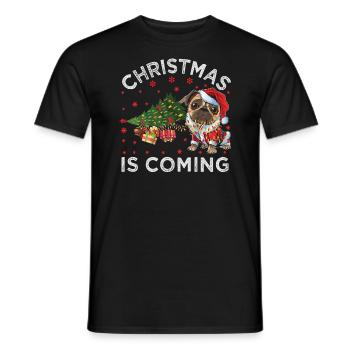 Noël arrive version chien - T-shirt homme - noir - Devant - AI Model Male 178 light (178cm)