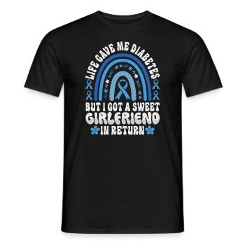 La vie m’a donné le diabète et une douce petite amie - T-shirt homme - noir - Devant - AI Model Male 178 light (178cm)