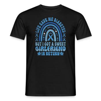 La vie m’a donné le diabète et une douce petite amie - T-shirt homme - noir - Devant - AI Model Male 178 light (178cm)