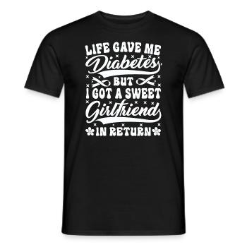 La vie m’a donné le diabète et une douce petite amie - T-shirt homme - noir - Devant - AI Model Male 178 light (178cm)