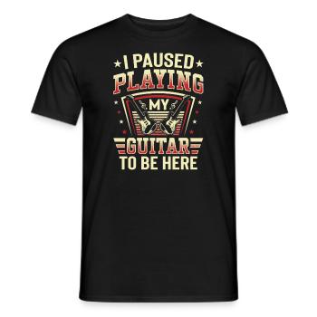 J’ai fait une pause en jouant de ma guitare pour être ici - T-shirt homme - noir - Devant - AI Model Male 178 light (178cm)