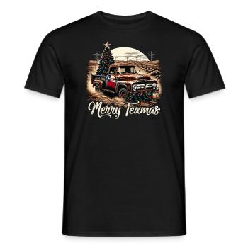 Merry Texmas – Pick-up-truck - Männer T-Shirt - Schwarz - Vorne - AI Model Male 178 light (178cm)