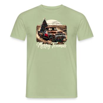 Merry Texmas – Pick-up-truck - Männer T-Shirt - Sage - Vorne - AI Model Male 178 light (178cm)