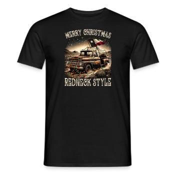 Merry Christmas Redneck Style - Pick up Truck - Männer T-Shirt - Schwarz - Vorne - AI Model Male 178 light (178cm)