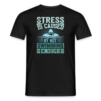 Stress Is Caused By Not Swimming Enough - Men's T-Shirt - black - Front - AI Model Male 178 light (178cm)