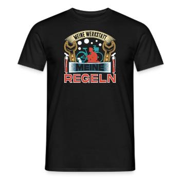 Fahrrad Schrauber - Meine Werkstatt - Meine Regeln - Männer T-Shirt - Schwarz - Vorne - AI Model Male 178 light (178cm)