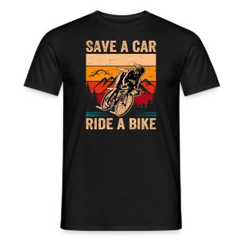 Save A Car - Ride A Bike - Men's T-Shirt - black - Front - AI Model Male 178 light (178cm)