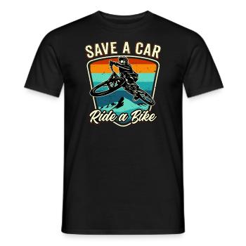 Save A Car - Ride A Bike - Men's T-Shirt - black - Front - AI Model Male 178 light (178cm)