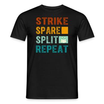 Bowling Oberteil - Strike Spare Split Repeat - Männer T-Shirt - Schwarz - Vorne - AI Model Male 178 light (178cm)