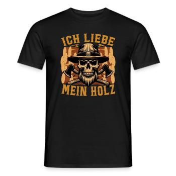 Ich liebe Holz - Holzhacker, Holzfäller, Brennholz - Männer T-Shirt - Schwarz - Vorne - AI Model Male 178 light (178cm)