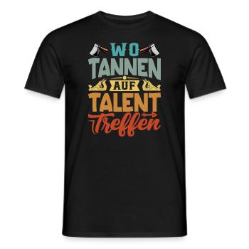 Retro Förster Waldarbeiter Spruch - Tanne - Männer T-Shirt - Schwarz - Vorne - AI Model Male 178 light (178cm)