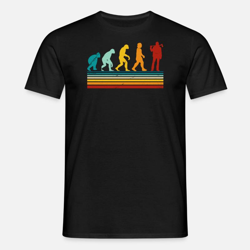 Retro Evolution Holzfäller - Holzhacker - Männer T-Shirt - Schwarz