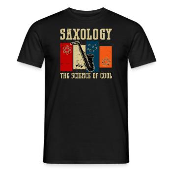 SAXOLOGY - The Science Of Cool - Men's T-Shirt - black - Front - AI Model Male 178 light (178cm)