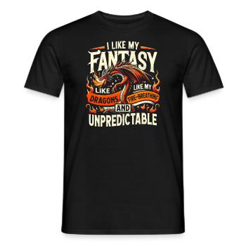 I Like FANTASY - Like my DRAGONS - Unpredictable - Men's T-Shirt - black - Front - AI Model Male 178 light (178cm)