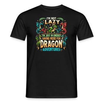 Dragon Adventures – I'm Not Lazy - Drachen Bücher - Männer T-Shirt - Schwarz - Vorne - AI Model Male 178 light (178cm)