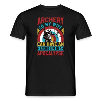 Drôle de dicton de tir à l’arc - Apocalypse - T-shirt homme - noir - Devant - AI Model Male 178 light (178cm)