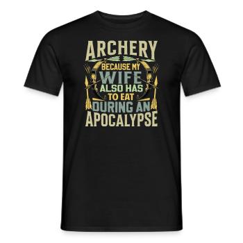 Drôle de dicton de tir à l’arc - Apocalypse - T-shirt homme - noir - Devant - AI Model Male 178 light (178cm)