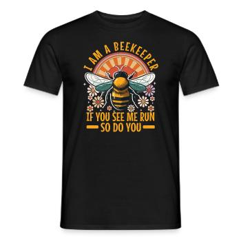 Dicton drôle d’apiculteur - Essaim d’abeilles - T-shirt homme - noir - Devant - AI Model Male 178 light (178cm)