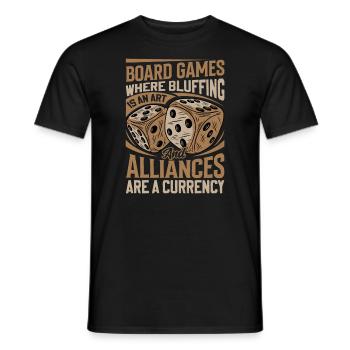 Dicton de jeu de société - Les alliances sont des devises - T-shirt homme - noir - Devant - AI Model Male 178 light (178cm)
