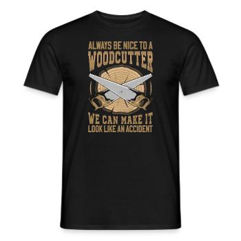 Be Nice To A Woodcutter - Lumberjack Saying - Men's T-Shirt - black - Front - AI Model Male 178 light (178cm)