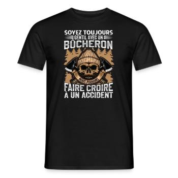 Be Nice To A Woodcutter - Lumberjack Saying - Men's T-Shirt - black - Front - AI Model Male 178 light (178cm)