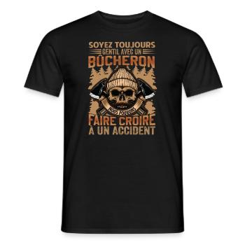 Be Nice To A Woodcutter - Lumberjack Saying - Men's T-Shirt - black - Front - AI Model Male 178 light (178cm)