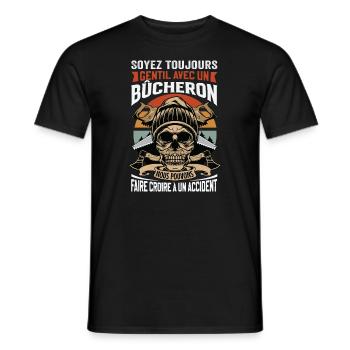 French Lumberjack Saying - Bucheron - Men's T-Shirt - black - Front - AI Model Male 178 light (178cm)