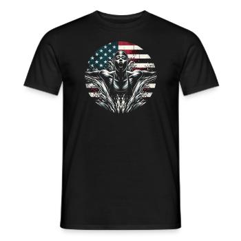 Natation USA Flag Femme Nateuse - Natation - T-shirt homme - noir - Devant - AI Model Male 178 light (178cm)