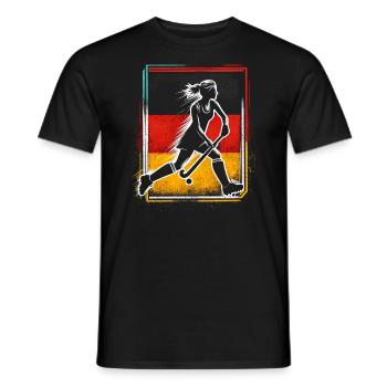 Hockey sur gazon Allemagne Femmes Hockey sur gazon Flag - T-shirt homme - noir - Devant - AI Model Male 178 light (178cm)