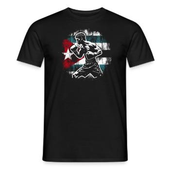 Boxeur cubain drapeau fierté Cuba boxeur - T-shirt homme - noir - Devant - AI Model Male 178 light (178cm)