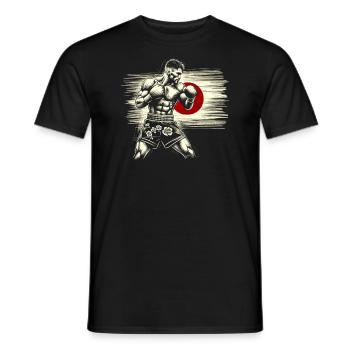 Japanese Boxer - Vintage Flag Japan Fighter - Men's T-Shirt - black - Front - AI Model Male 178 light (178cm)