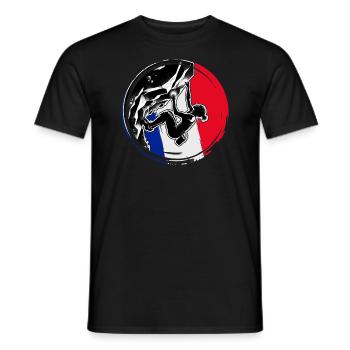 France Climber - Grimpeur de bloc femme - T-shirt homme - noir - Devant - AI Model Male 178 light (178cm)