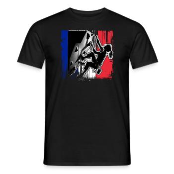 France Climber - Grimpeur de bloc femme - T-shirt homme - noir - Devant - AI Model Male 178 light (178cm)