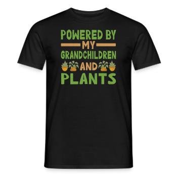 Powered by Grandchildren And Plants Design - Men's T-Shirt - black - Front - AI Model Male 178 light (178cm)