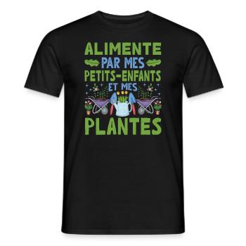 Powered by Grandchildren And Plants Design - Men's T-Shirt - black - Front - AI Model Male 178 light (178cm)