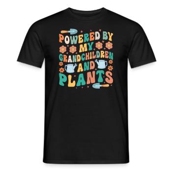 Powered by Grandchildren And Plants Design - Men's T-Shirt - black - Front - AI Model Male 178 light (178cm)