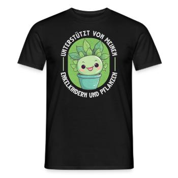 Powered by Grandchildren And Plants Design - Men's T-Shirt - black - Front - AI Model Male 178 light (178cm)