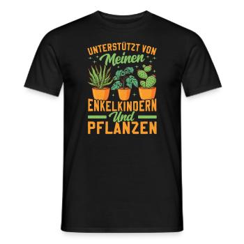 Powered by Grandchildren And Plants Design - Men's T-Shirt - black - Front - AI Model Male 178 light (178cm)