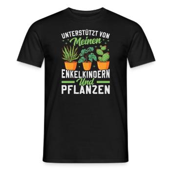 Powered by Grandchildren And Plants Design - Men's T-Shirt - black - Front - AI Model Male 178 light (178cm)