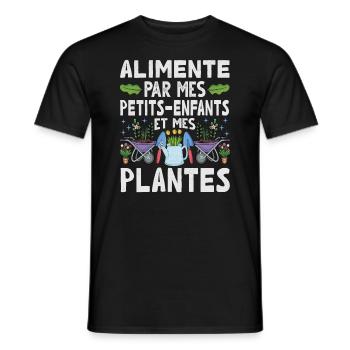 Powered by Grandchildren And Plants Design - Men's T-Shirt - black - Front - AI Model Male 178 light (178cm)