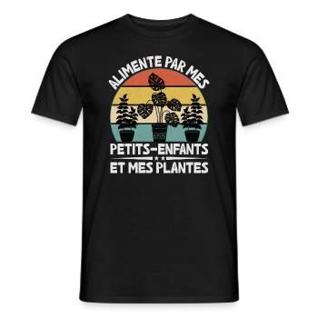 Powered by Grandchildren And Plants Design - Men's T-Shirt - black - Front - AI Model Male 178 light (178cm)