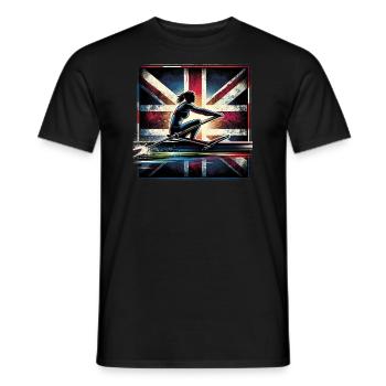 Rower with British flag - Men's T-Shirt - black - Front - AI Model Male 178 light (178cm)